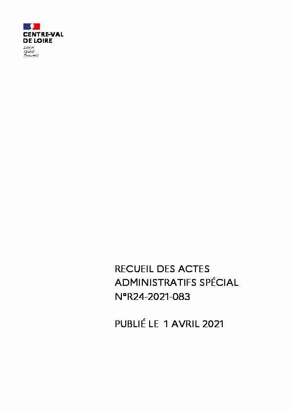 RECUEIL DES ACTES ADMINISTRATIFS SPÉCIAL N°R24-2021