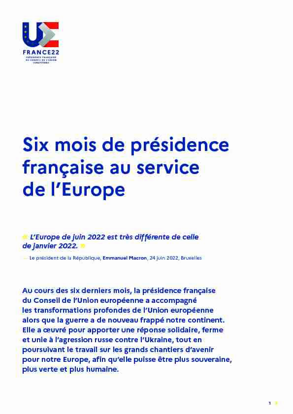 Six mois de présidence française au service de lEurope