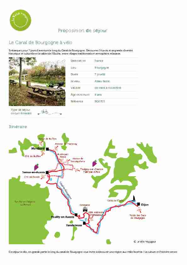 Proposition de séjour Le Canal de Bourgogne à vélo