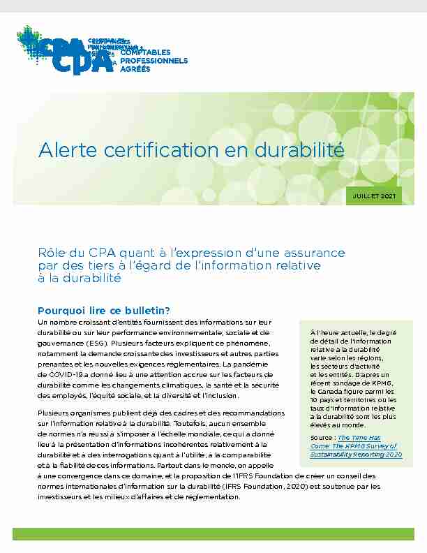 Alerte certification en durabilité : expression dune assurance par