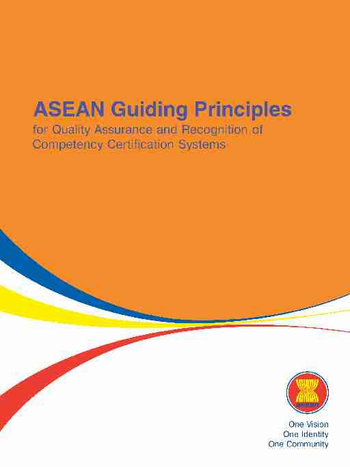 ASEAN Guiding Principles for Quality Assurance and Recognition of