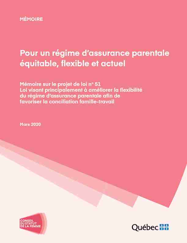 [PDF] Pour un régime dassurance parentale équitable, flexible et actuel