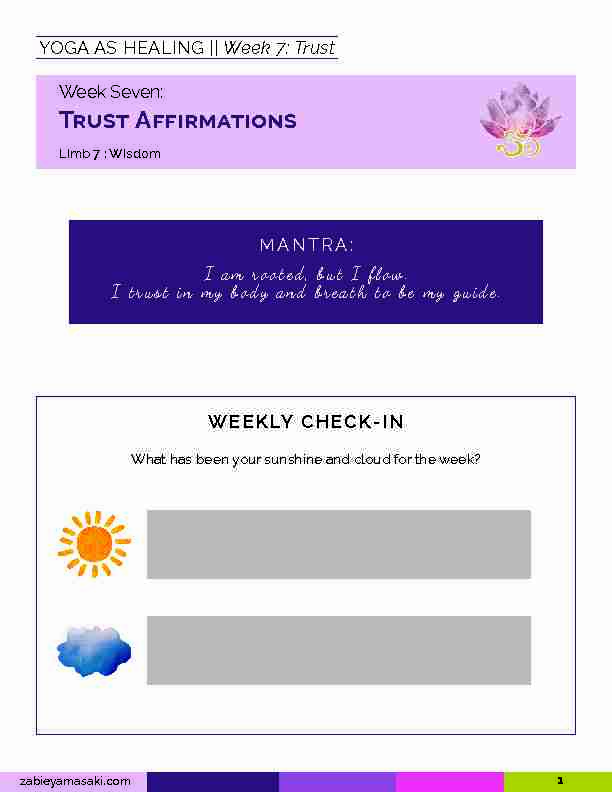 Week Seven: - Trust Affirmations