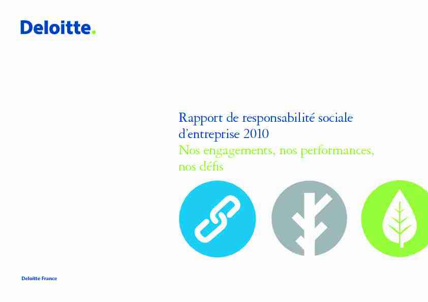 Rapport de responsabilité sociale dentreprise 2010 Nos