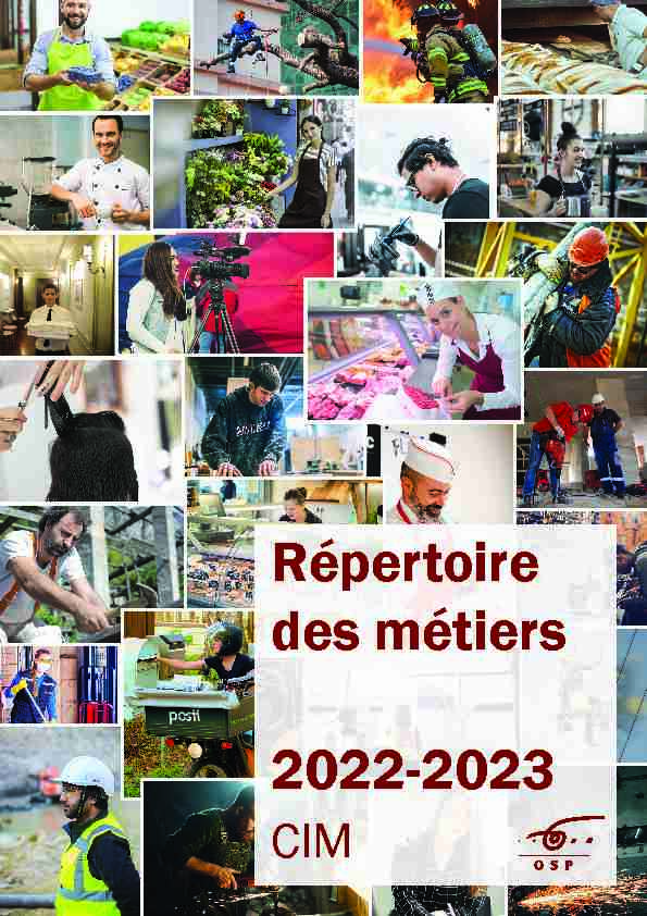 Répertoire des métiers 2022-2023