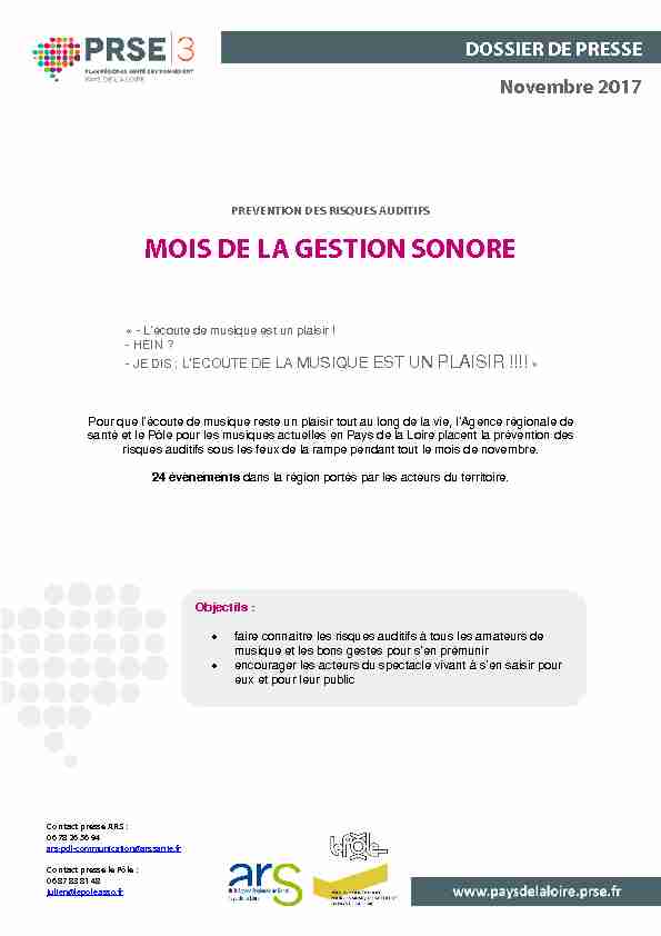 [PDF] MOIS DE LA GESTION SONORE - Toute La Veille Acteurs de Santé