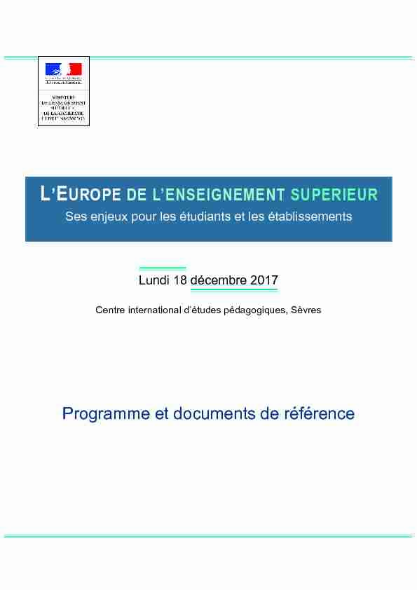 LEUROPE DE LENSEIGNEMENT SUPERIEUR Programme et