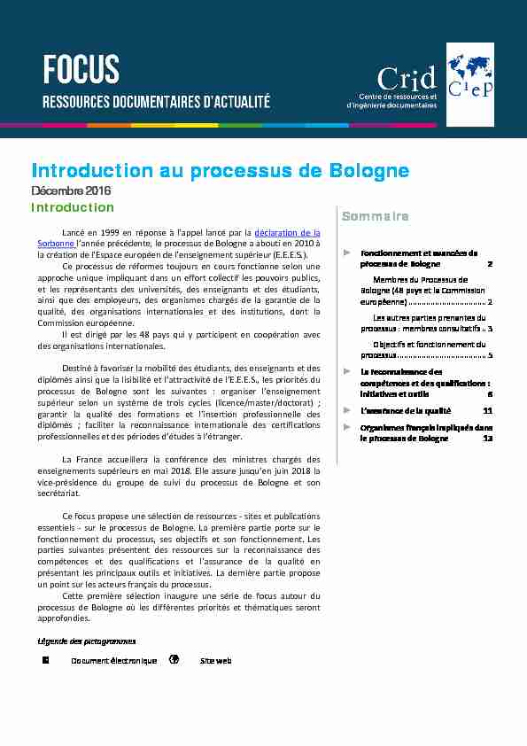 Introduction au processus de Bologne