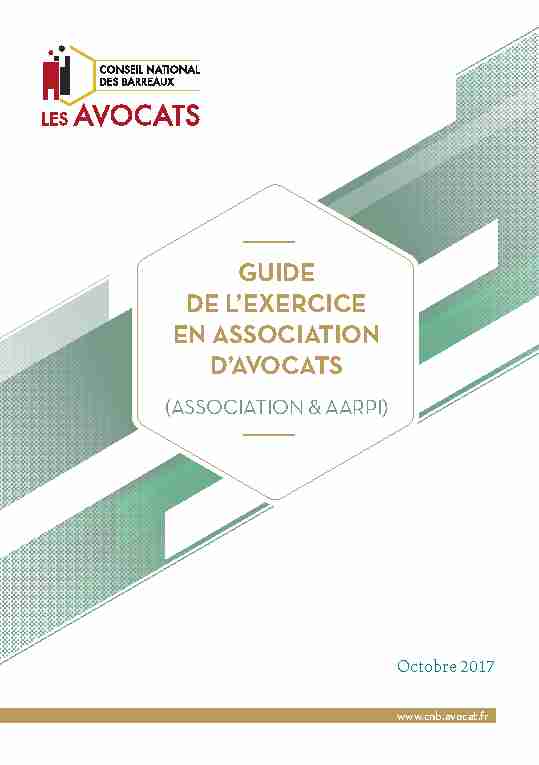 [PDF] GUIDE DE LEXERCICE EN ASSOCIATION DAVOCATS - CNB