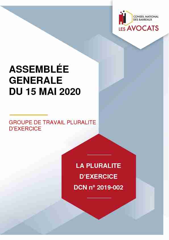 ASSEMBLÉE GENERALE DU 15 MAI 2020