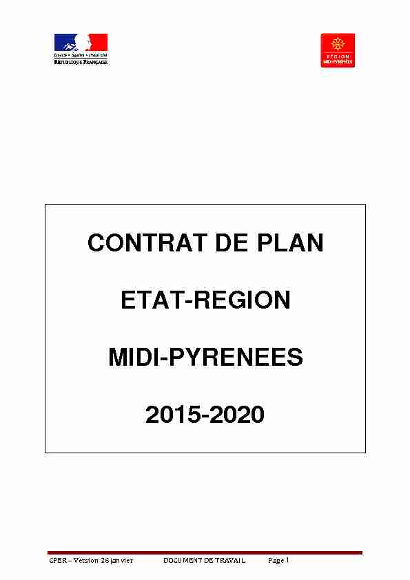 CONTRAT DE PLAN ETAT-REGION MIDI-PYRENEES 2015-2020