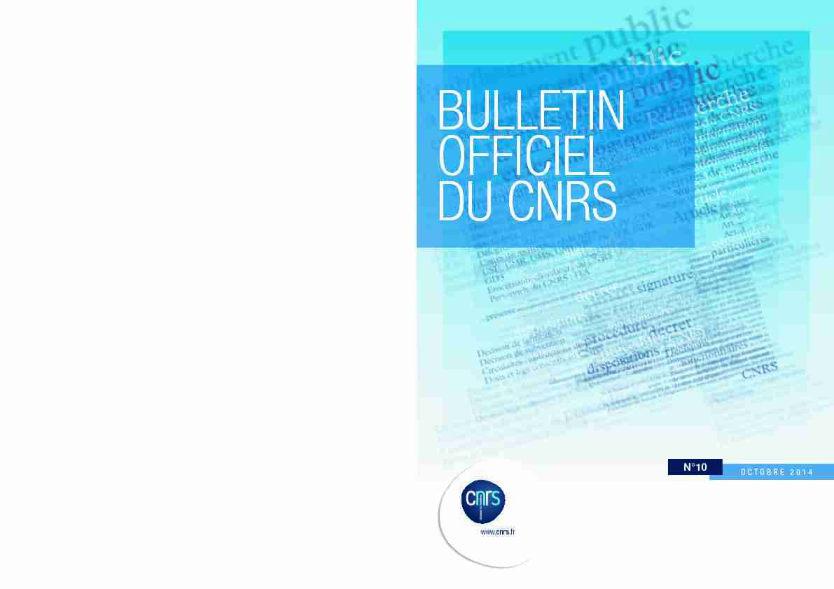 OCTOBRE 2014 - CNRS - DGDR