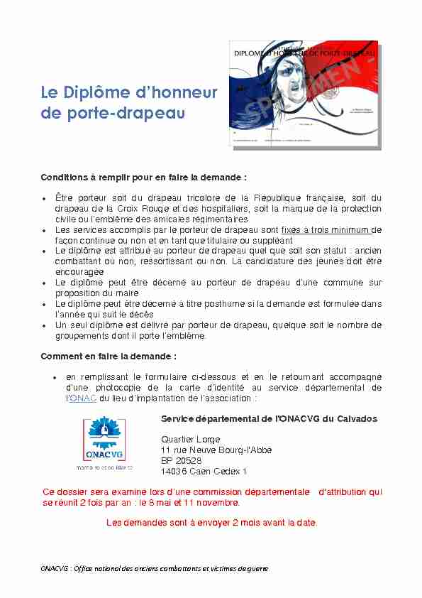[PDF] Le Diplôme dhonneur de porte-drapeau - Union Départementale