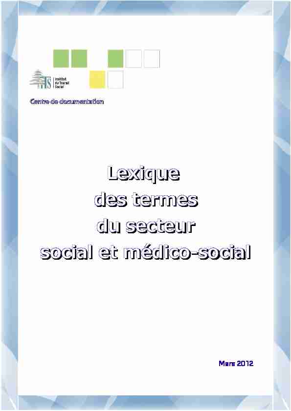 [PDF] Lexique des termes du secteur social et médico  - Association IES
