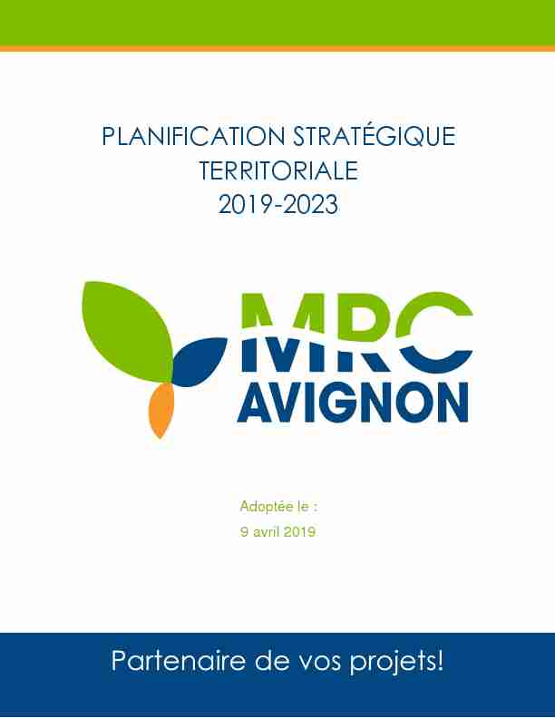 PLANIFICATION STRATÉGIQUE TERRITORIALE 2019-2023
