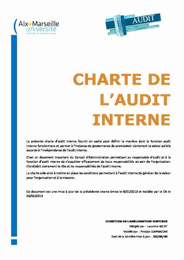 Charte DE L'AUDIT interne - Aix-Marseille Université