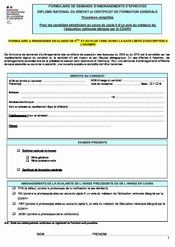 Epreuve de FRANCAIS Certificat de Formation Générale Session