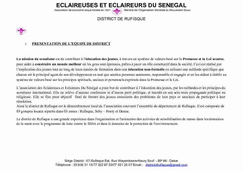 [PDF] ECLAIREUSES ET ECLAIREURS DU SENEGAL - Flam Africa