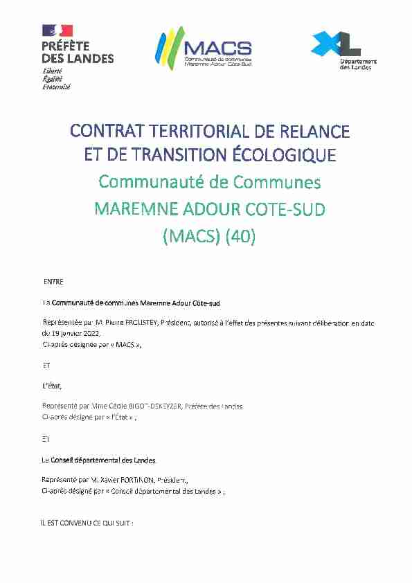 Contrat de Relance et Transition Ecologique de la Communauté de