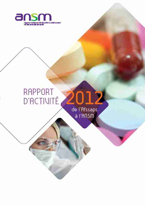 Rapport dactivité 2012 - ANSM