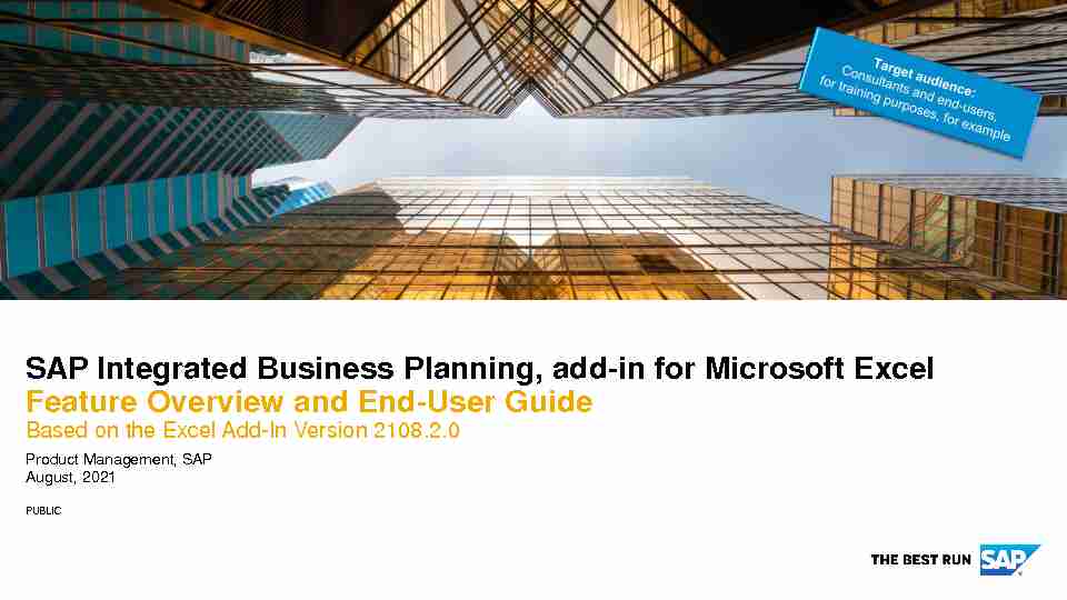 End-User Guide for SAP IBP Add-In for Microsoft Excel