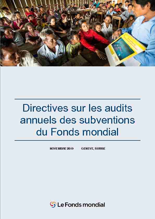 Directives sur les audits annuels des subventions du Fonds mondial
