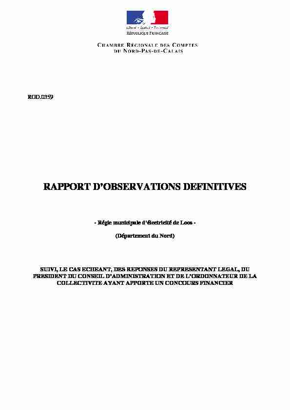 [PDF] RAPPORT DOBSERVATIONS DEFINITIVES - Cour des comptes