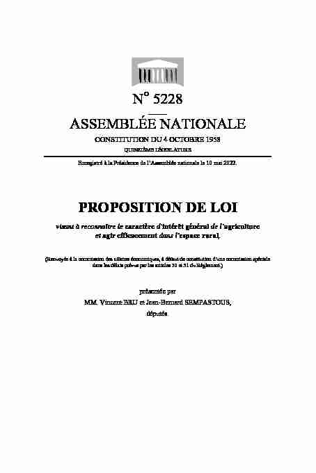 N° 5228 ASSEMBLÉE NATIONALE PROPOSITION DE LOI