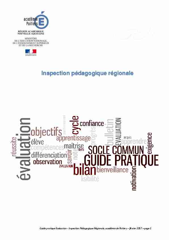 Guide pratique Evaluation - Inspection Pédagogique Régionale