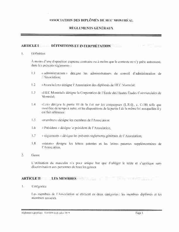 [PDF] Règlements généraux de lAssociation - HEC Montréal