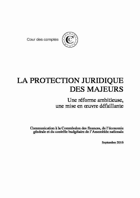 LA PROTECTION JURIDIQUE DES MAJEURS - ccomptesfr