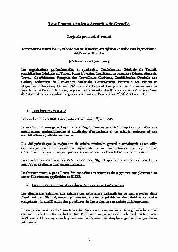 Constat de Grenelle - Accords