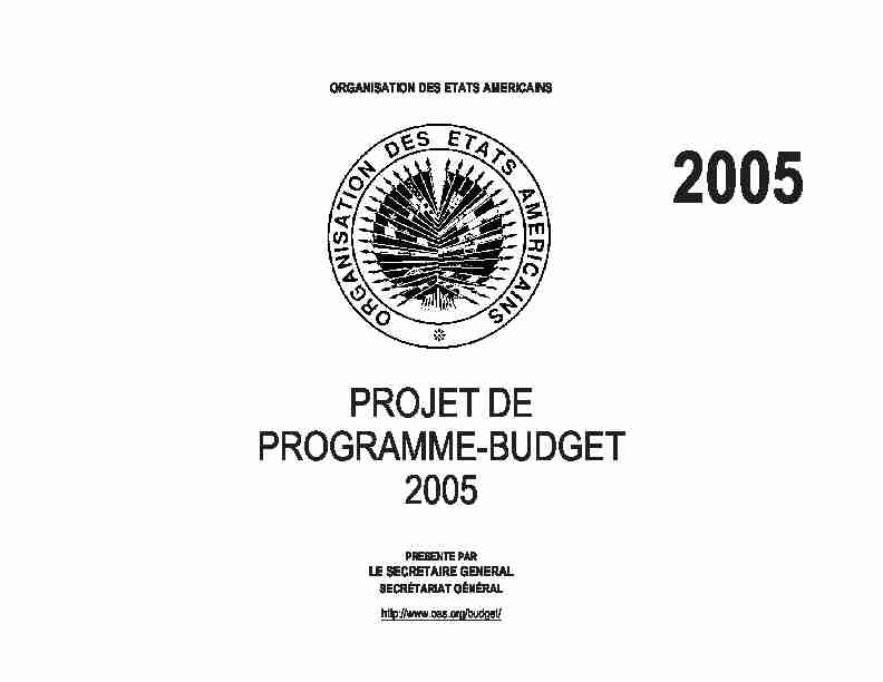 PROJET DE PROGRAMME-BUDGET 2005