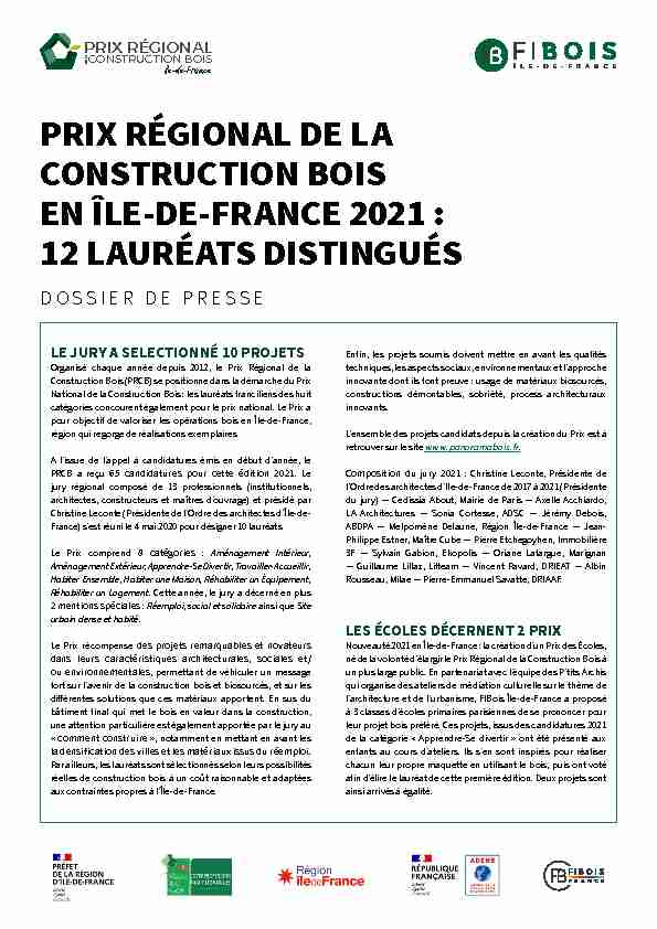 PRIX RÉGIONAL DE LA CONSTRUCTION BOIS EN ÎLE-DE