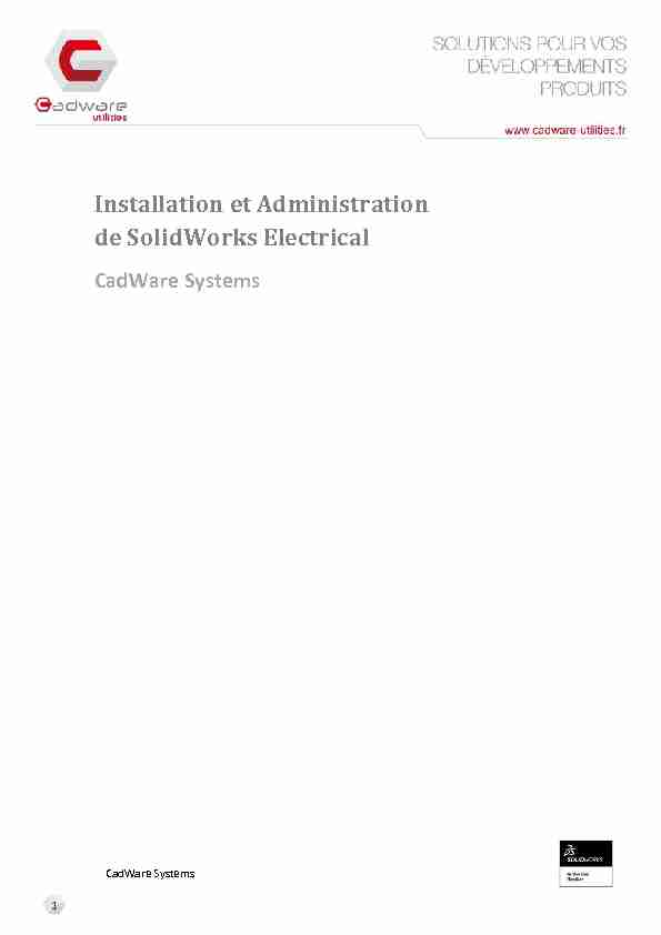 Installation et Administration de SolidWorks Electrical