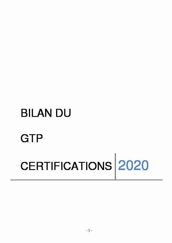 Bilan GTP Certification 2020
