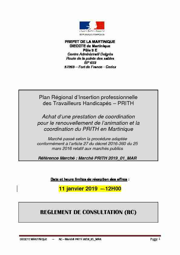 REGLEMENT DE CONSULTATION (RC)