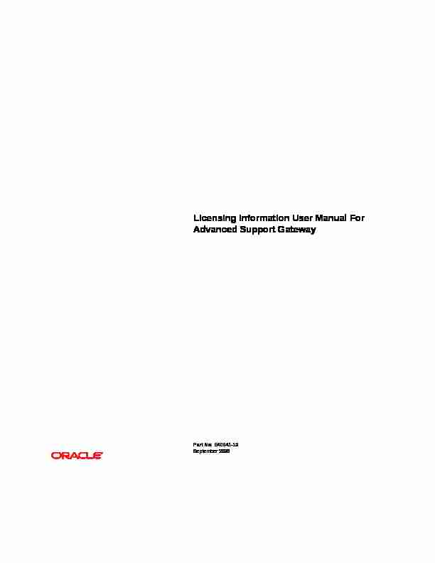 Licensing Information User Manual For Advanced Support Gateway