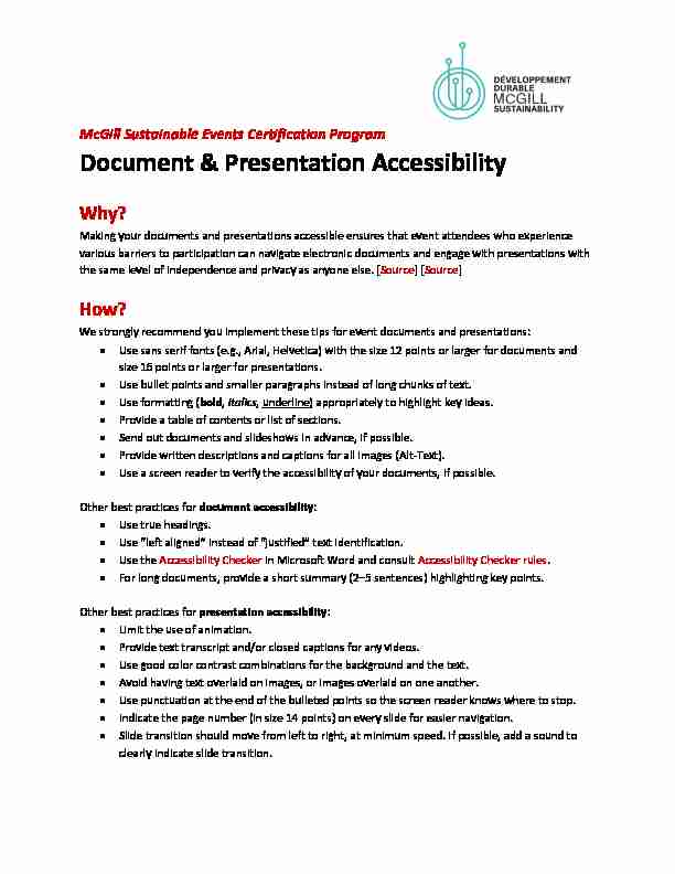 Document & Presentation Accessibility