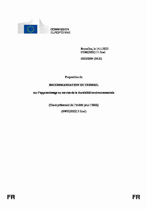 COMMISSION EUROPÉENNE Bruxelles le 14.1.2022 COM(2022