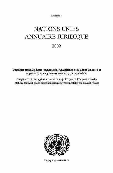 Chapitre III - Nations Unies Annuaire Juridique 2009