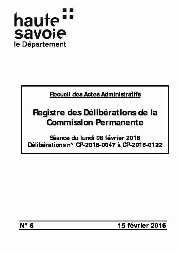 Registre des délibérations de la Commission Permanente du 08