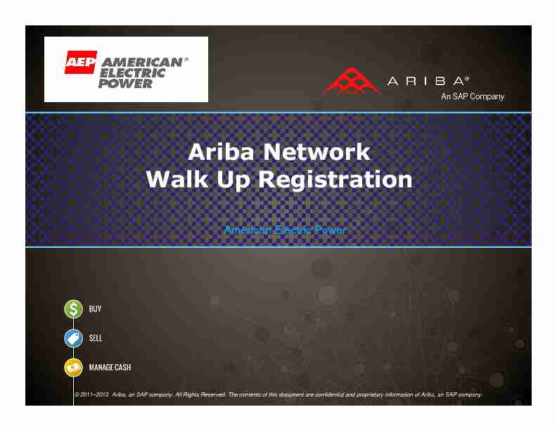 Ariba Network Walk Up Registration - AEPcom