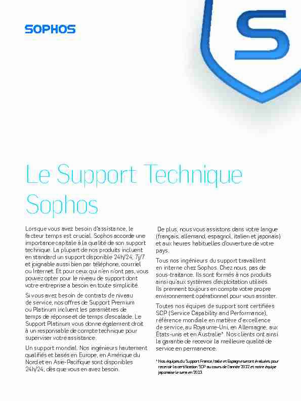 Le Support Technique Sophos
