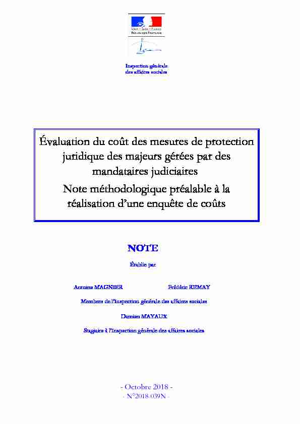 [PDF] Évaluation du coût des mesures de protection juridique des majeurs
