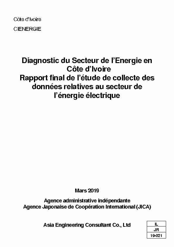 Diagnostic du Secteur de lEnergie en Côte dIvoire Rapport final de