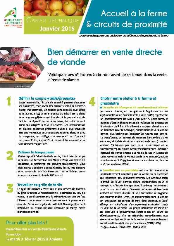 [PDF] Bien démarrer en vente directe de viande Accueil à la ferme