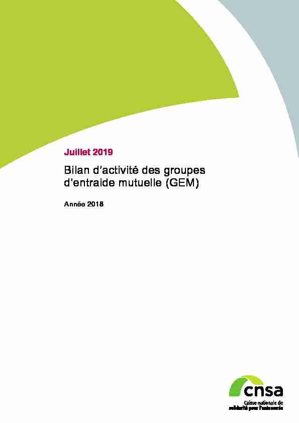 Bilan dactivité des groupes dentraide mutuelle (GEM). Année 2018
