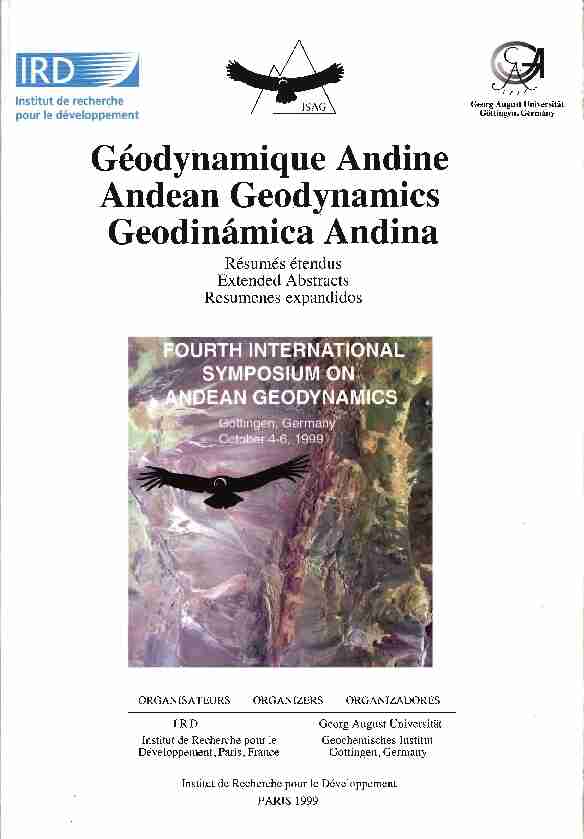 Géodynamique andine : résumés étendus = Andean geodynamics