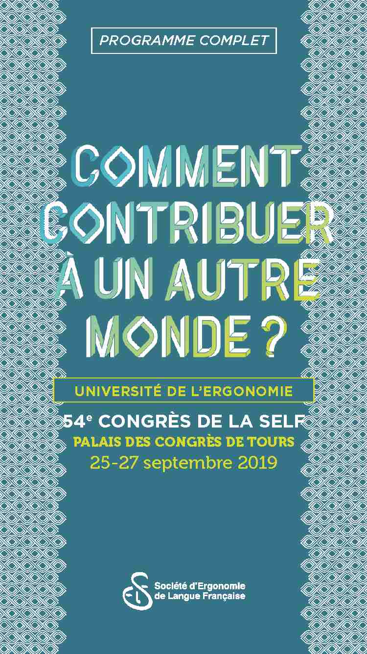 54e CONGRÈS DE LA SELF 25-27 septembre 2019